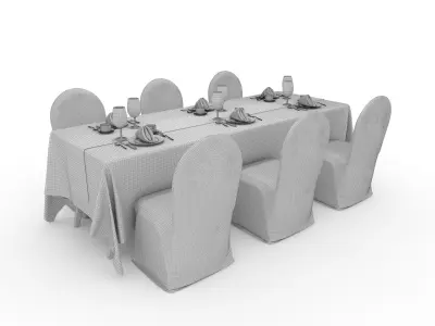 Banquet Table and Chair 114 3D model