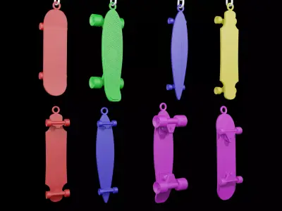 Skate Board keychains 3d print - blender 3d Free 3D print model