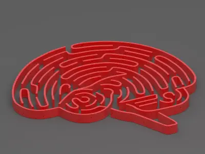 Red brain maze 3D model