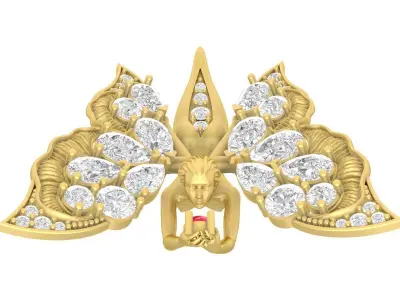 Luxury Fairy Butterfly Diamond Pendant Jewelry Design 3607 3D print model