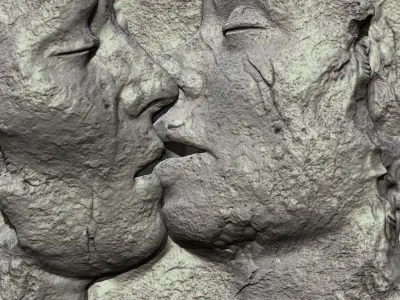 Kissing couple wall decor  for cnc carving 3D print model