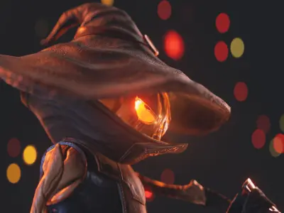 Pumpkin Mage stylized fantasy character  Low-poly 3D model