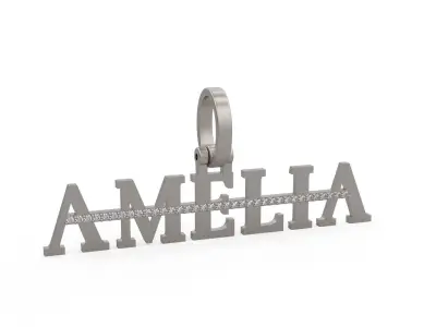 Model 1134 Amelia Name Pendant Stripe Diamond 3D print model