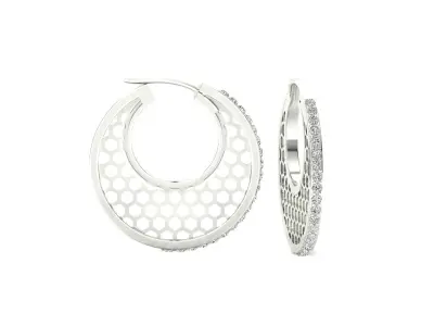 Earrings-0958 rose gold hoop earring with diamonds 3D print model