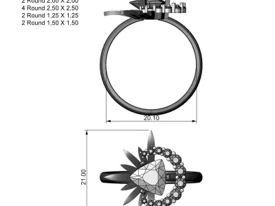 Set Green Chamomile Ring and Earring 3D print model