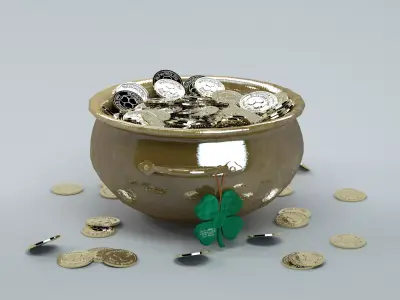 St Patrick Day Pot and Coin 3D Model 3D model