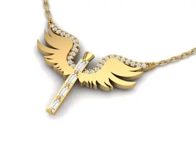 Wing Baguette Pendant 3D Print Model 3D print model