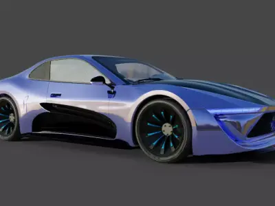 Futuristic black silver and blue concept car 3D model