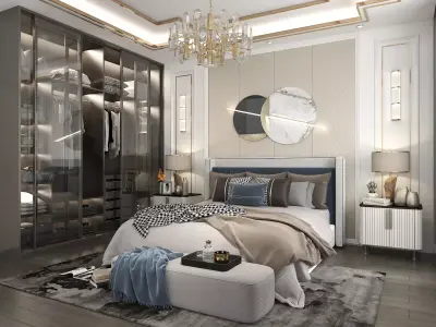 Modern Bedroom Scene 15 3D model