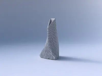 Vase twist grounded tipping triangle with wavy grid piramides 3D print model