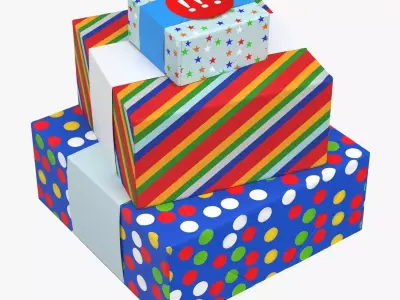 Hallmark Gift Boxes with Wrap Bands 3D model
