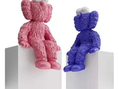 KAWS BFF Sitting sculpture Low-poly 3D model