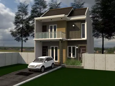House Design 7x14m 2 floor 3D model