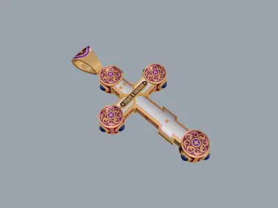 Luxury orthodox cross pendant 3D print model