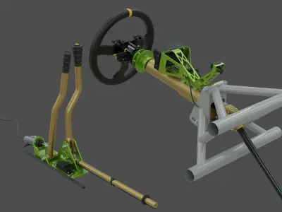 Highpoly steering wheel gearshift and handbrake for rally car 3D model