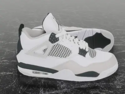 NIKE AIR JORDAN 4 MILITARY BLACK 3D SHOES Low-poly 3D model