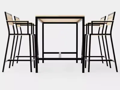 Lugo Teak Cafe Set Low-poly 3D model