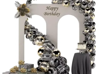 decorative birthday set 01 3D model
