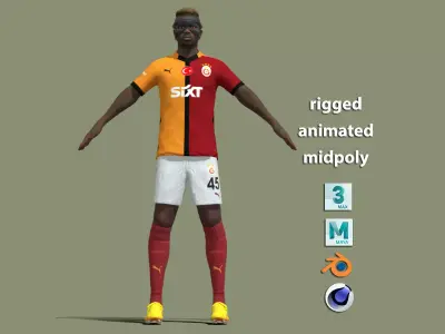 T-Pose Rigged Osimhen Galatasaray 3D model