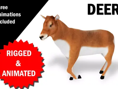 Deer Rigged and Animated 3D model