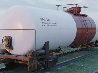 Railway Tank Car - Railroad - Train Tank Wagon Low-poly 3D model Low-poly 3D model