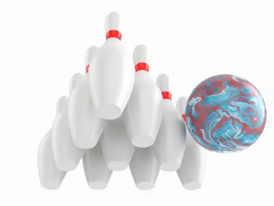 Bowling ball and pin set 3D model
