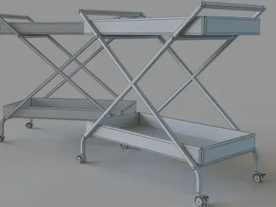 Kerwin Bar Cart Chrome And Gold 3D model
