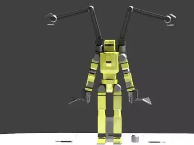 Low Poly Construction Mech -Adjutor Free low-poly 3D model