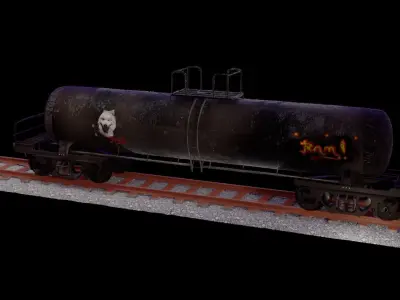 Oil Tanker Train Car 3D model