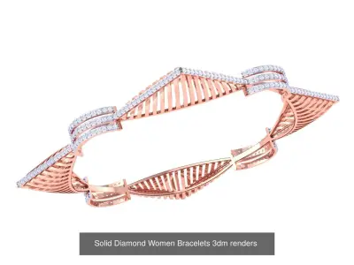 5 Square Solid Diamond Women Bracelets 3dm renders  3D Model Pack