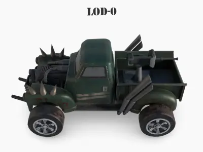 Post Apocalyptic Chevrolet Picap Low-poly War Car Game Asset  Low-poly 3D model