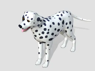 Cartoon Dog - Dalmatian Low-poly 3D model