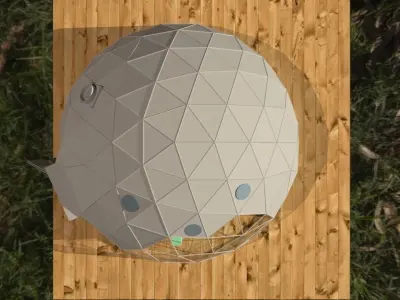 tent PBR dome in middle of wooded area 3D model