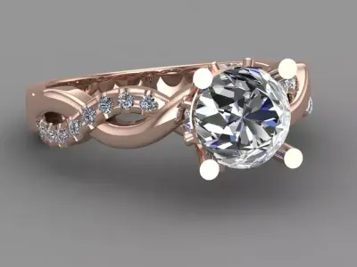 Rose Gold Women Diamond Ring 3D print model 3D print model 2