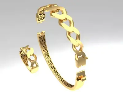 Gold Chain-Style Bracelet  HighQuality  3D print model