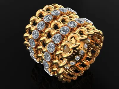 Women Ring 71 cuban hiphop chain ring band for men women 3D print model