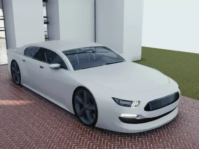 BLENDER EEVEE Brandless Extended Wheelbase 4 door sedan Low-poly 3D model