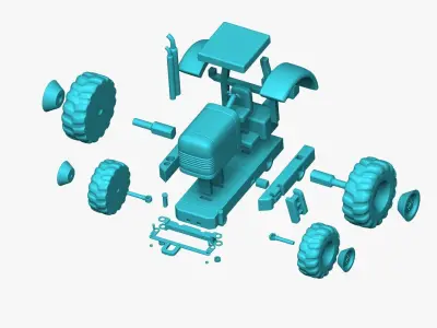 Cute Tractor - Block Cars - Funny Toy to Assembly 3D print model