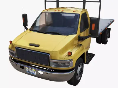 Flatbed truck Low-poly 3D model
