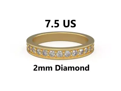 Model 1215 Eternity Diamond Band Ring 7 and half US Size 2mm Dia 3D print model