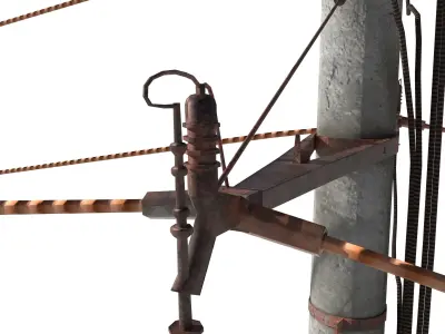 Electricity Pole 18 Weathered Low-poly 3D model