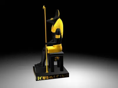 Egyptian god Anubis Sculpture Figure Low-poly 3D model