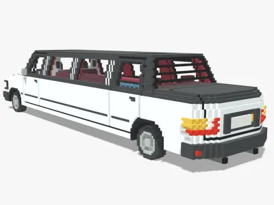 Voxel Limo Car Low-poly 3D model