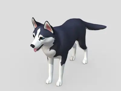 Cartoon dog - Husky Low-poly 3D model