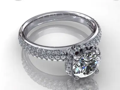 Three Row Wedding Ring 3D print model