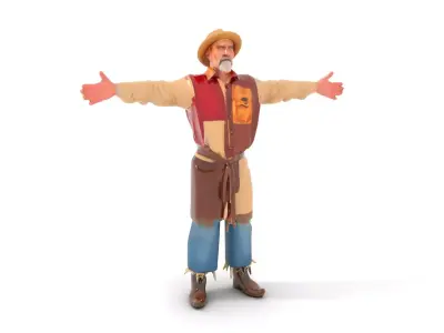 Rustic Scarecrow Model Pack for Interactive Environments Low-poly 3D model