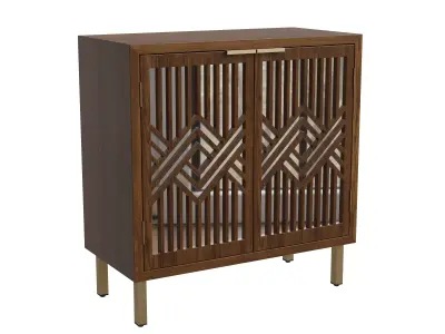 Kaysen 2 Door Accent Cabinet Modern Mirror Front 3D model