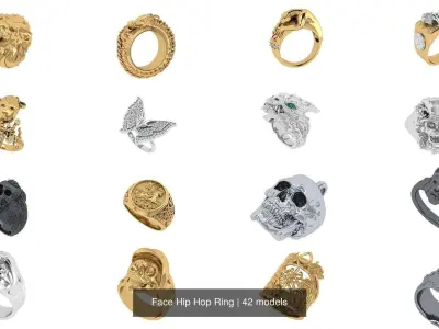 Face Hip Hop Ring 3D Model Collection