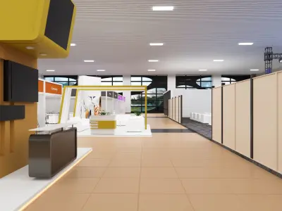 exhibition hall with booths 60mx60m 3D model