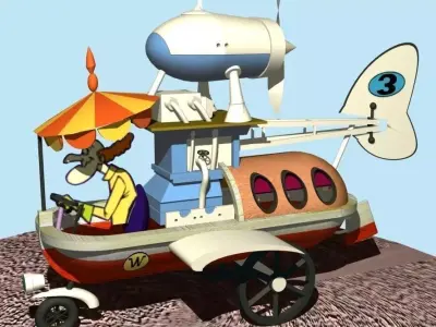 Wacky Races Professor Pat Pending car Number 3 3D Model 3D model